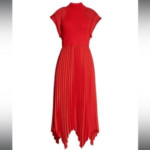 10 Crosby Derek Lam Josephine red pleated dress